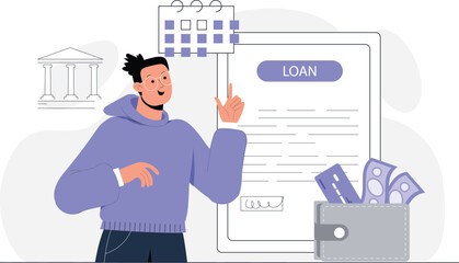 Bank Loan Approved Minimalist Character Illustration