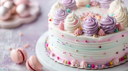 richly decorated cake with colorful frosting and intricate designs