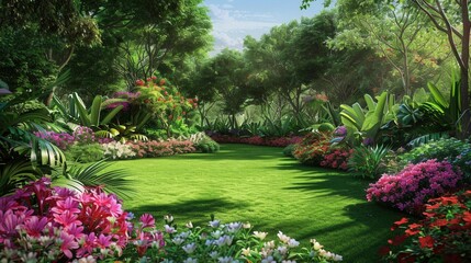Serene Floral Paradise. Enjoy the vibrant beauty of a blooming garden.
