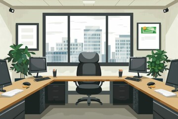 Cozy office with green plants warm and inviting design detailed and vibrant interior