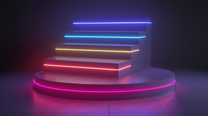 Sleek neon-lit podium for dynamic product displays