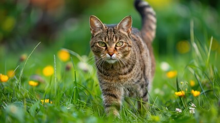 Obraz premium European Shorthair: With their strong and adaptable nature, European Shorthairs are friendly cats that come in many coat colors. Their versatility makes them great pets for various households. 