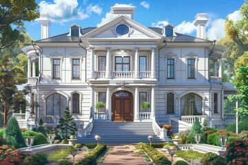 Fototapeta premium Classic Elegance. Timeless House Design Concept