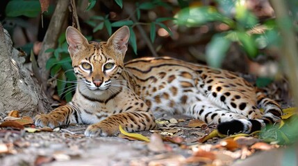 Obraz premium Ocicat: With a wild ocelot appearance, Ocicats are playful and intelligent. They are sociable cats, known for their engaging personalities and friendly nature. 