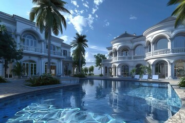Fototapeta premium Grandiose Estate. Luxurious mansion with expansive grounds.