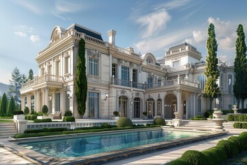 Obraz premium Grandeur and Elegance. Opulent mansion with sprawling estate