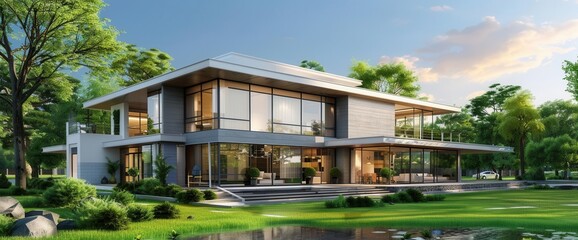 Obraz premium Cutting-Edge Modern Home. Innovative Architectural Design Concept