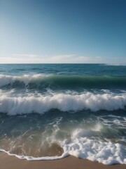 Fototapeta premium Calm ocean waves with a blue sky background
