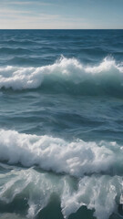 Fototapeta premium Calm ocean waves with a blue sky background