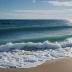 Obraz premium Calm ocean waves with a blue sky background