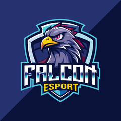 Falcon mascot esport logo design with shield © Nurjen