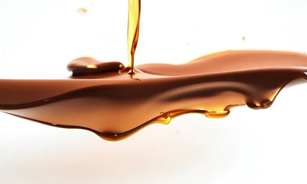 Golden honey dripping in a slow motion, creating beautiful patterns and a luscious, sweet texture that evokes a sense of richness and indulgence. mocha mousse color
