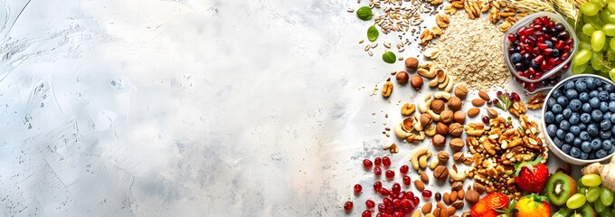 Good nutrition month background with copy space, healthy food