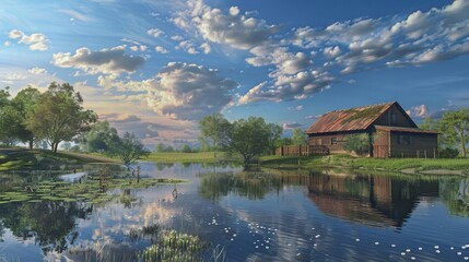 Fototapeta premium Tranquil Countryside Charm. Embracing the serenity of rural living concept