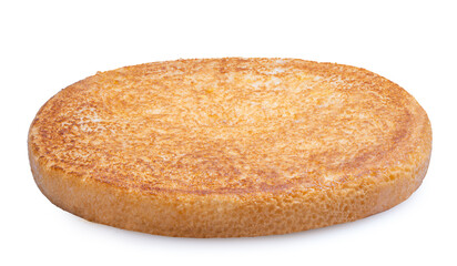 Bottom of hamburger bread bun isolated on white background. The freshly baked hamberger bun isolate on white with clipping path.