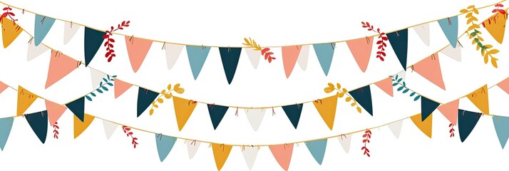 Obraz premium Festive Bunting Flags with Confetti