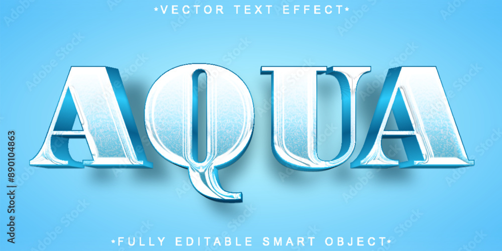 Poster shiny elegant blue aqua vector fully editable smart object text effect