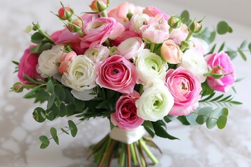 bouquet of blooming Ranunculus flowers