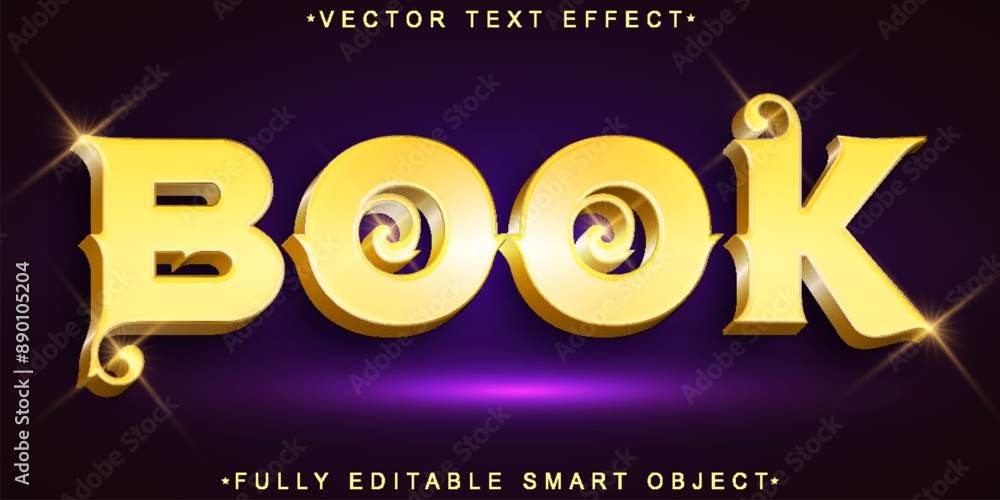 Poster golden novel book vector fully editable smart object text effect