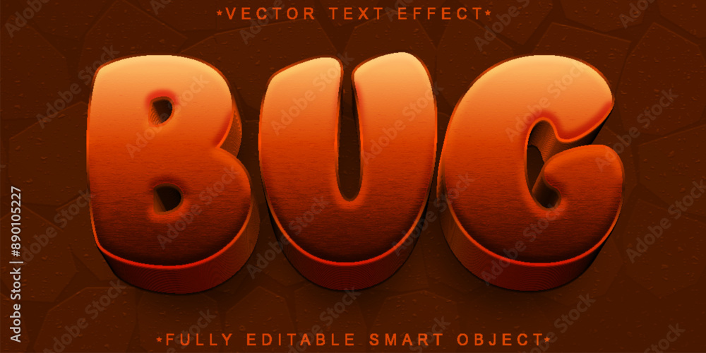 Poster cartoon brown bug vector fully editable smart object text effect