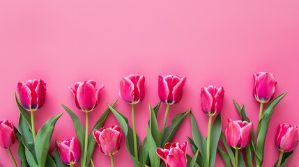 Fototapeta premium pink tulips on a pink background