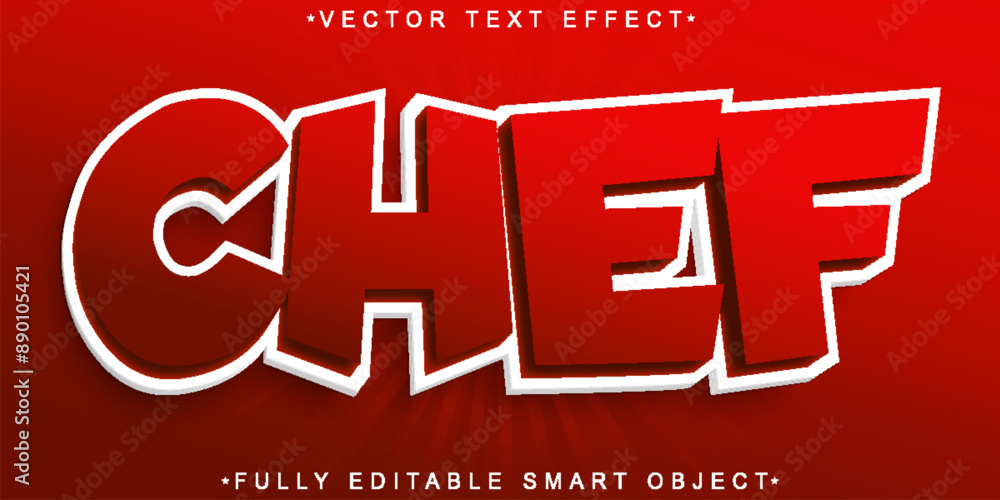 Poster cartoon red chef vector fully editable smart object text effect