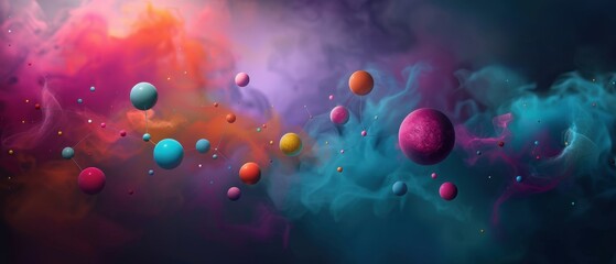 Sentence: A bright, blue background filled with