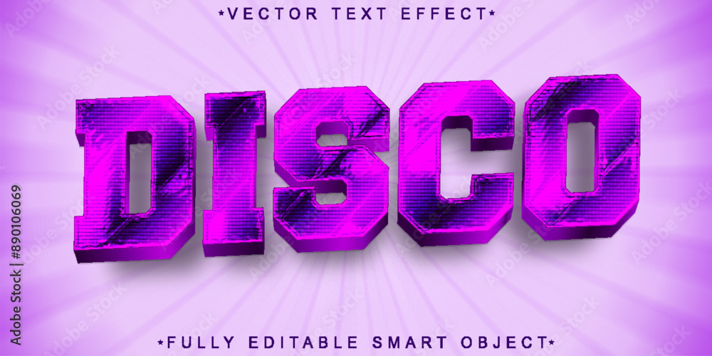 Poster purple shiny disco vector fully editable smart object text effect