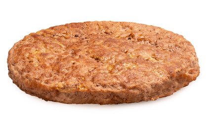 Grilled hamburger meat patties isolated on white background. Cooked beef burger isolate on white with clipping path