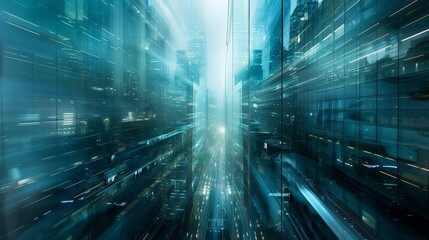 Obraz premium Futuristic Cityscape: Minimalist Perspective Lines with Dynamic Lighting