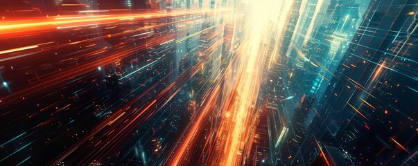 Futuristic Cityscape: Minimalist Perspective with Dramatic Lighting