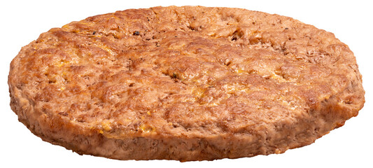 Grilled hamburger meat patties isolated on white background. Cooked beef burger isolate on white PNG File.