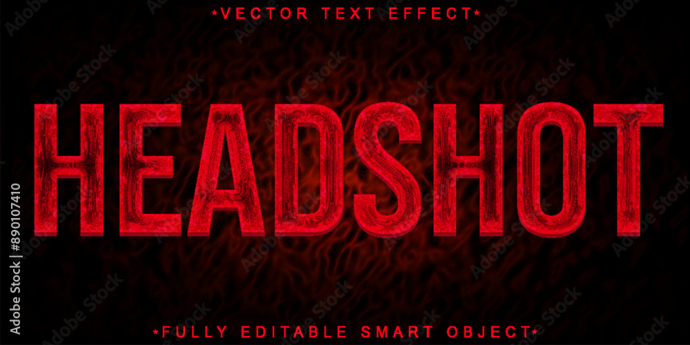 Poster red gaming headshot vector fully editable smart object text effect