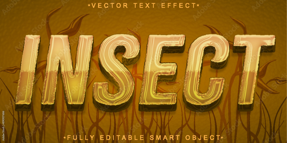 Poster orange bug insect cartoon vector fully editable smart object text effect