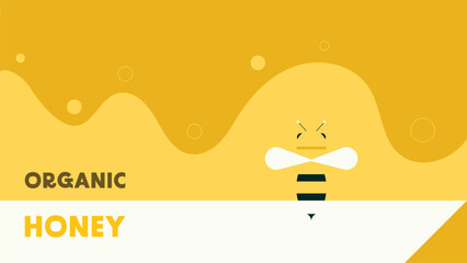 Organic honey abstract background with minimal bee and honey abstract. Vector illustration.