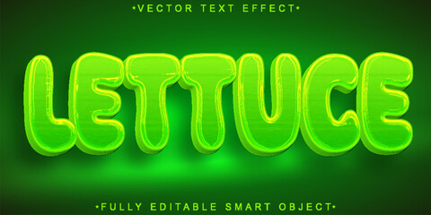 Cartoon Green Lettuce Vector Fully Editable Smart Object Text Effect