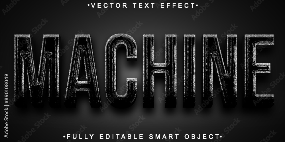 Poster silver black oil machine vector fully editable smart object text effect