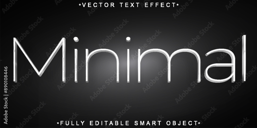 Aufkleber white minimal thin vector fully editable smart object text effect