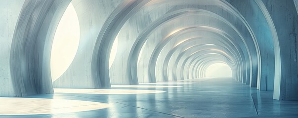 Naklejka premium Architectural Symmetry - Minimalist Interior Design with Dynamic Lighting and Perspective Lines