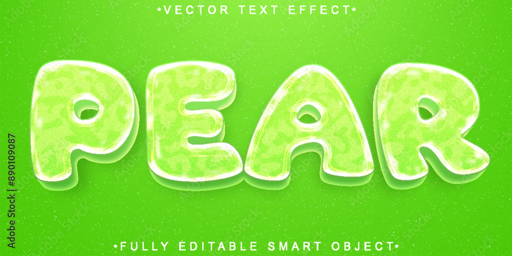 Aufkleber cartoon fresh fruit pear vector fully editable smart object text effect