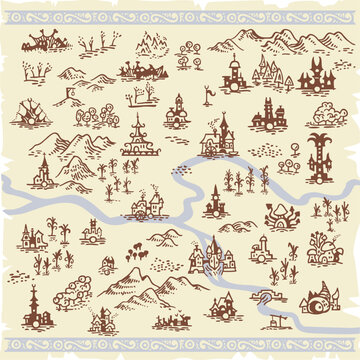 Line art draw simple icon fantasy middle ages map maker 4
