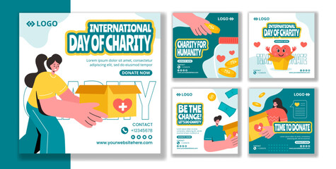 Day of Charity Social Media Post Flat Cartoon Hand Drawn Templates Background Illustration