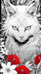 Gorgeous cat. Illustration, digital art. 