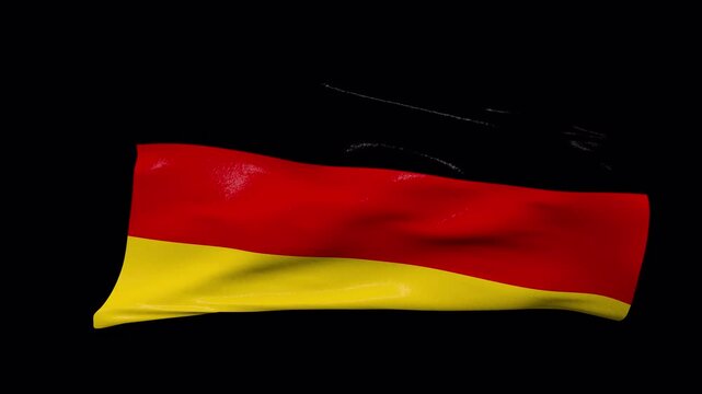 Germany flag waving in the wind transparent background 4K resolution	