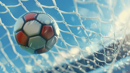 A soccer ball soared into the net, igniting fans' cheers during an electrifying match.
