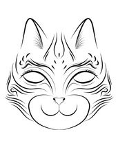 cat face, black and white cat, illustration of a cat