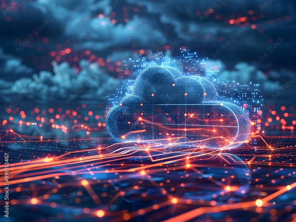 Poster visualization of cloud based disaster recovery solutions with redundancy and backup