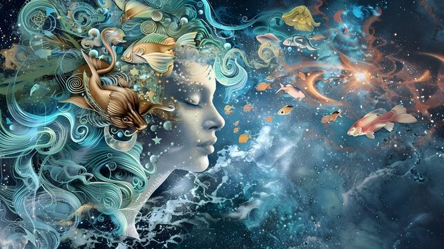 Artistic representation of the Pisces zodiac sign