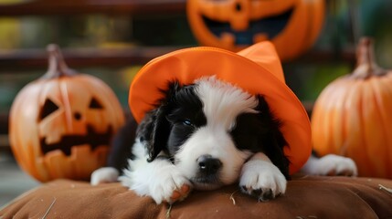 Puppy in Halloween theme costume
