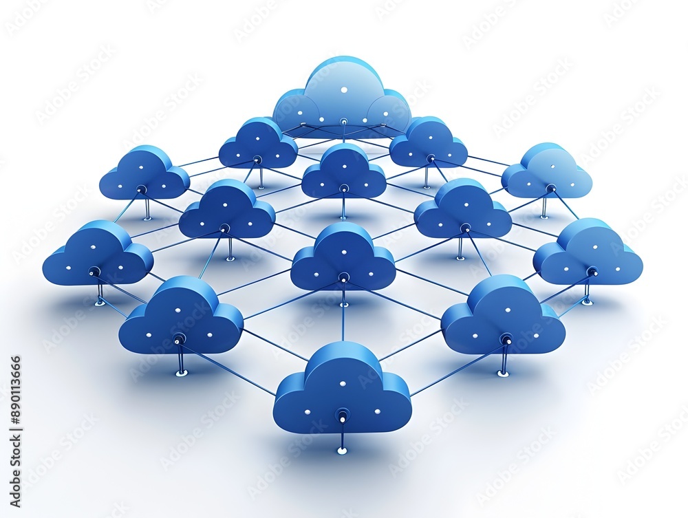 Poster robust cloud infrastructure network interconnected servers forming scalable and reliable cloud compu